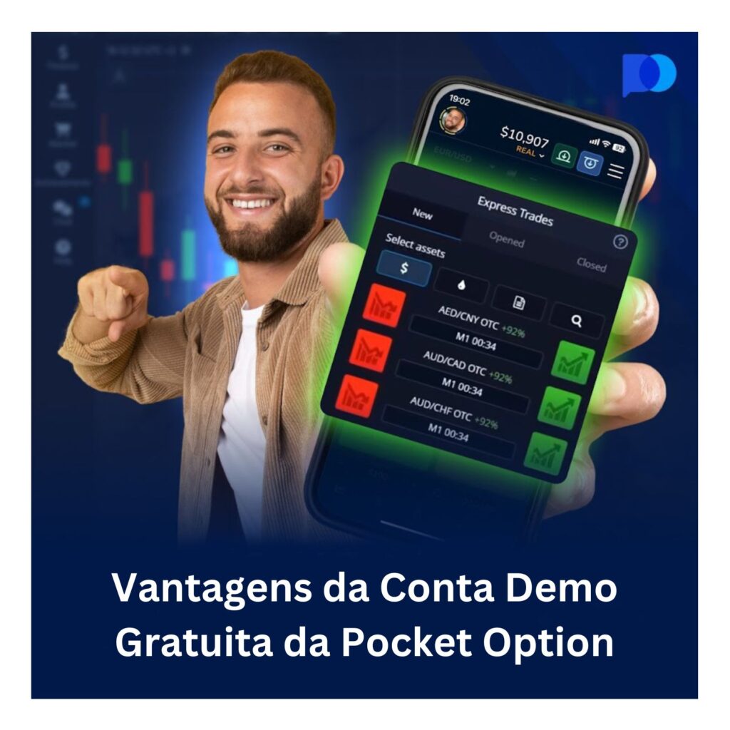 Vantagens da conta demo gratuita da Pocket Option.