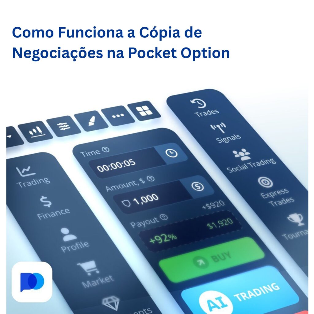 Como funciona a cópia de negociações na Pocket Option.