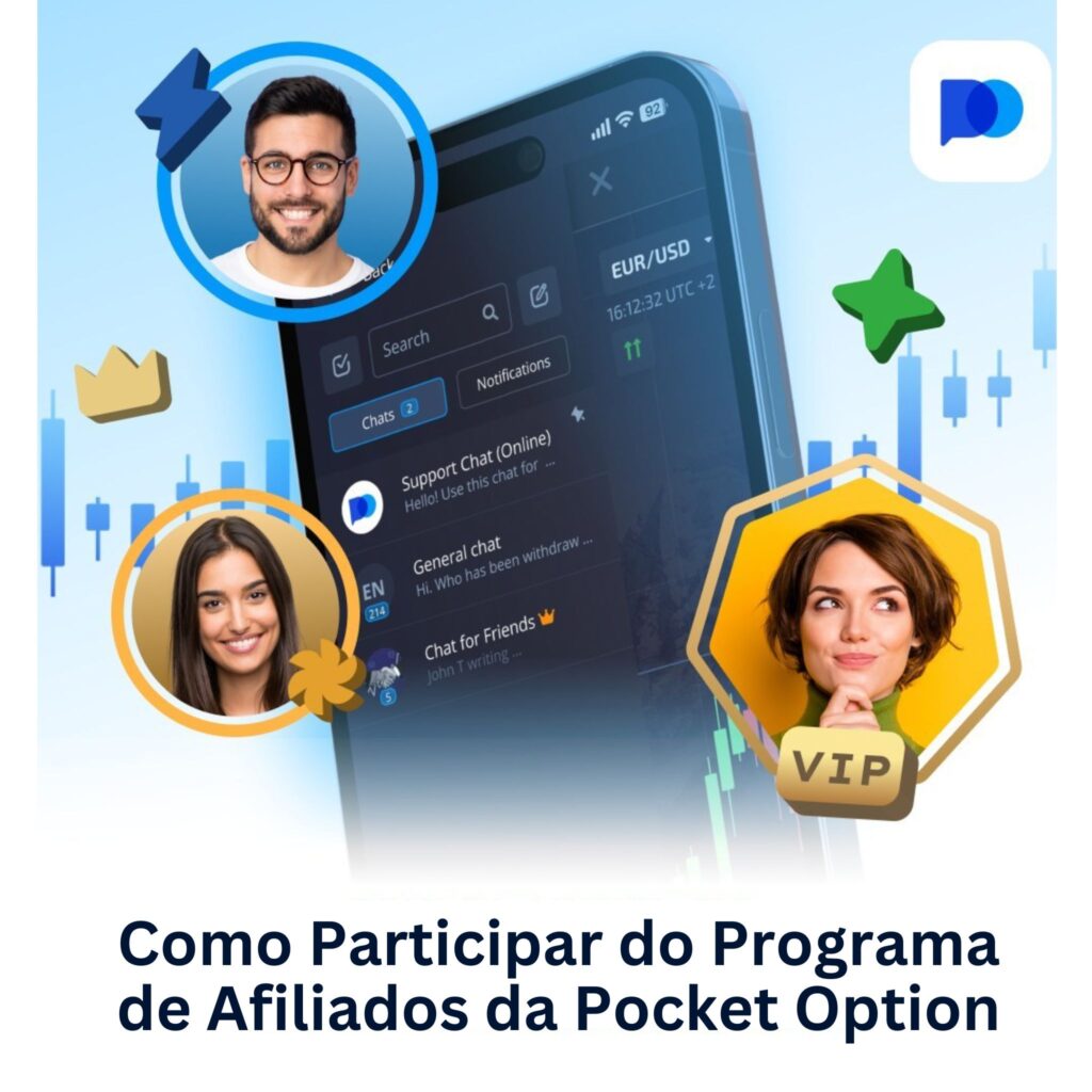 Como participar do programa de afiliados da Pocket Option.