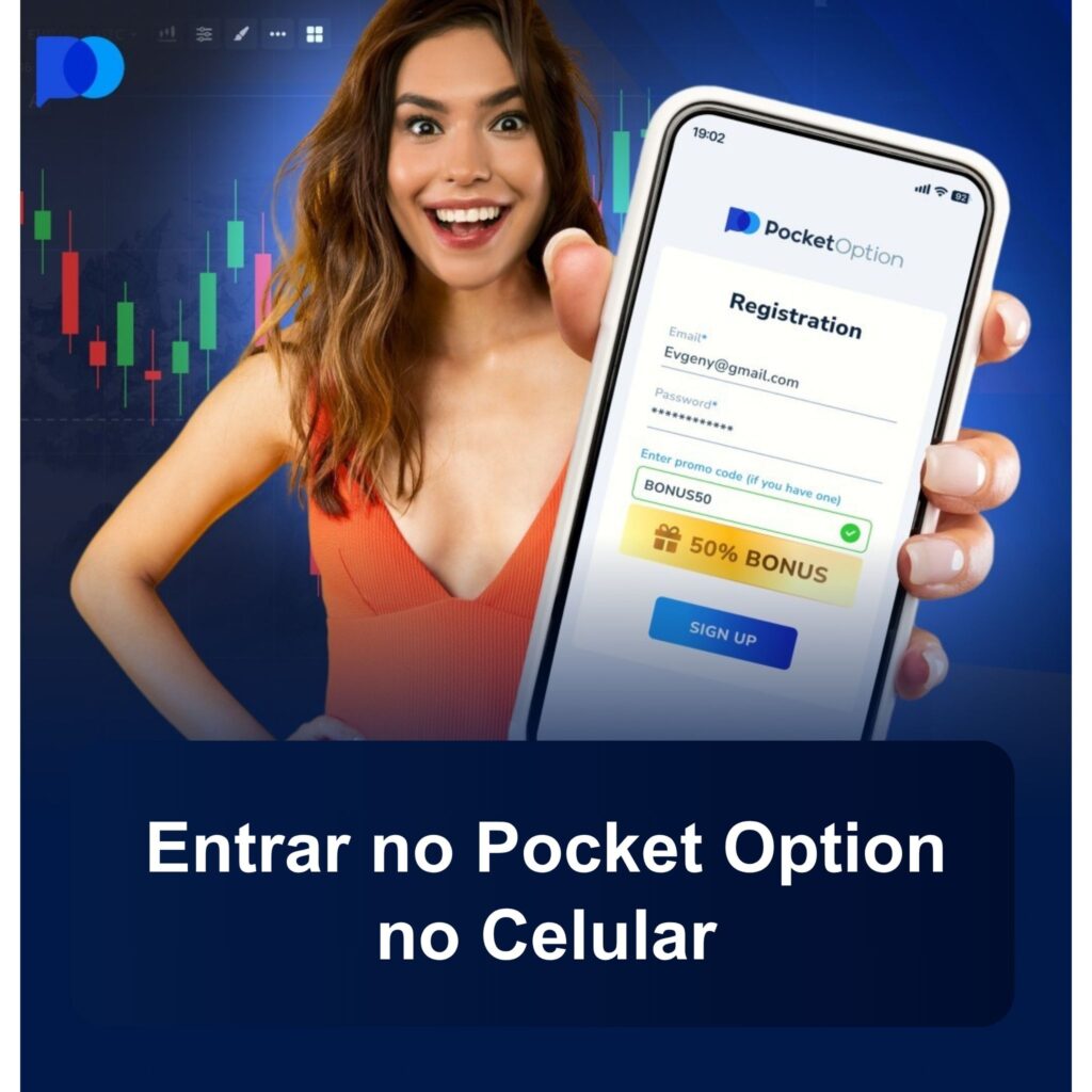Entrar no Pocket Option no celular.