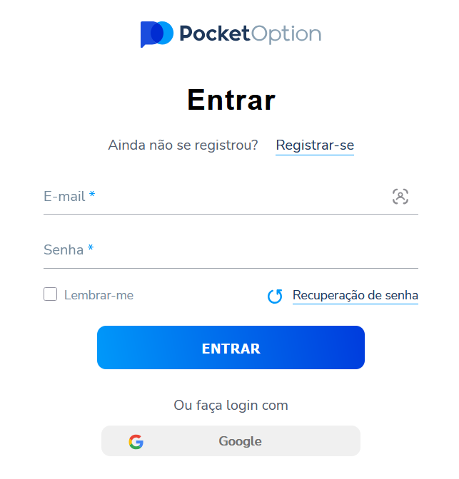 Como fazer entrar na Pocket Option.