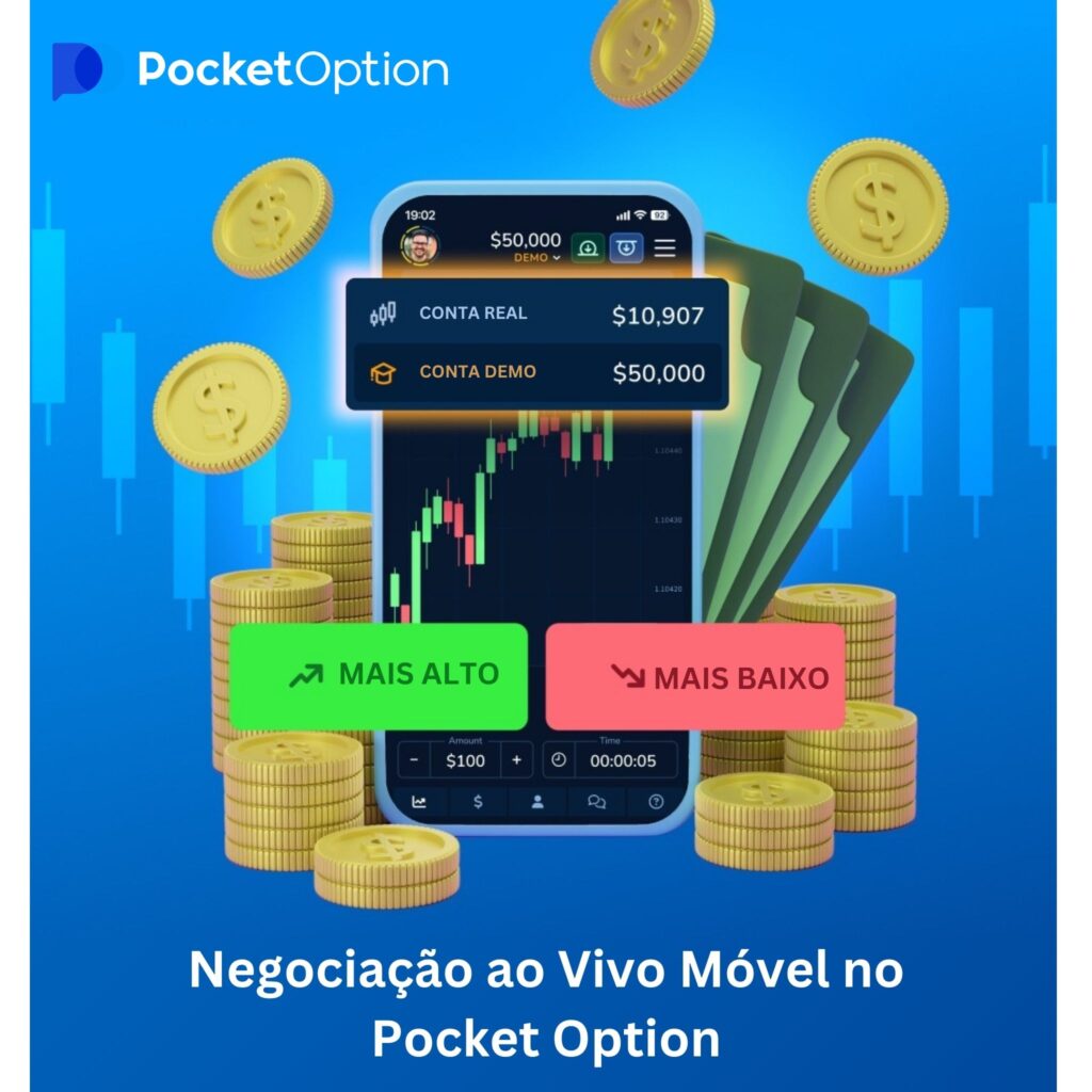 Negociação ao vivo móvel no Pocket Option.