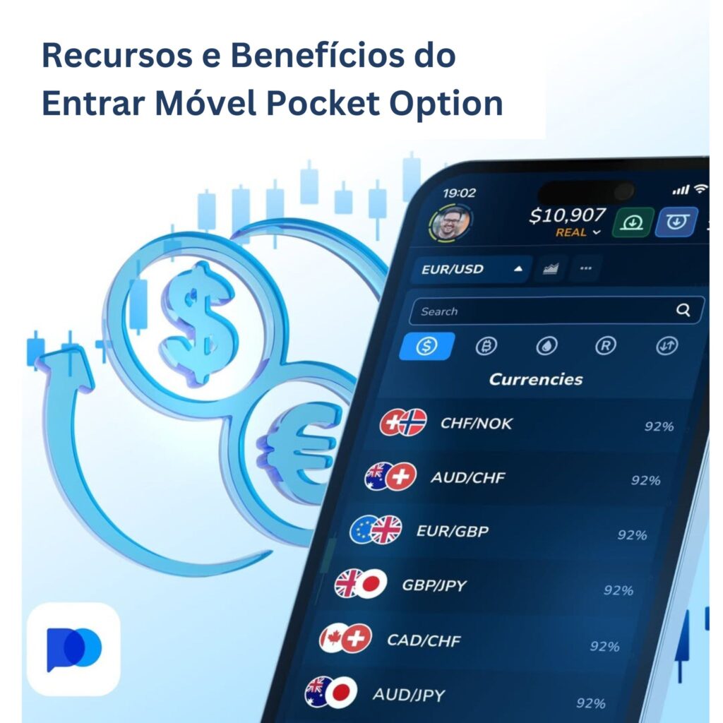 Recursos e benefícios do entrar móvel Pocket Option.